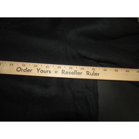 J. Crew Black Bungalow Linen Top Embroidered Women's Medium Eyelet Floral Boho - Picture 4 of 9